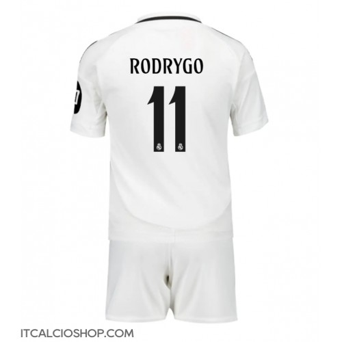 Real Madrid Rodrygo Goes #11 Prima Maglia Bambino 2024-25 Manica Corta (+ Pantaloni corti)